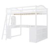 Full Loft Bed With U Shaped Desk, Storage Compartments And Tri Fold Mirror - White - Image 2