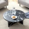Versatile Round Coffee Table For Various Interior Styles, Exhibiting Modern Minimalism And Nordic Charm - Black / Black White - Image 5