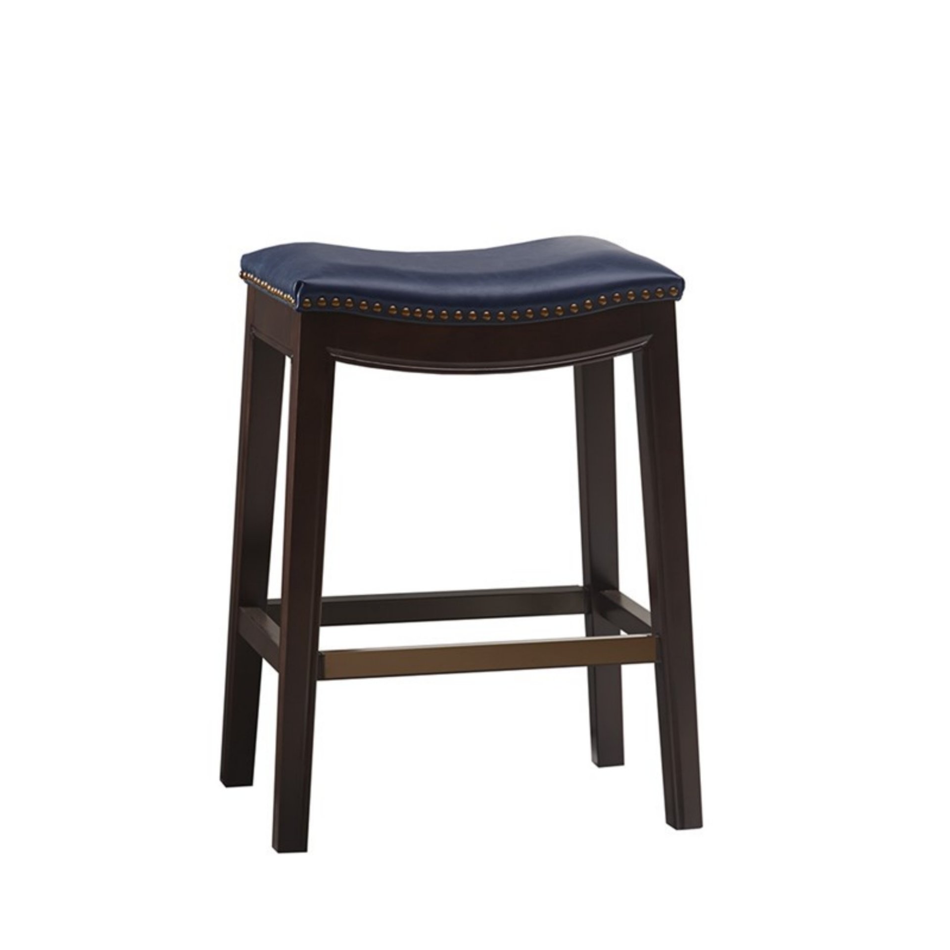 Saddle Counter Stool With Antique Bronze Detailing And High Density Foam - Navy - Image 4