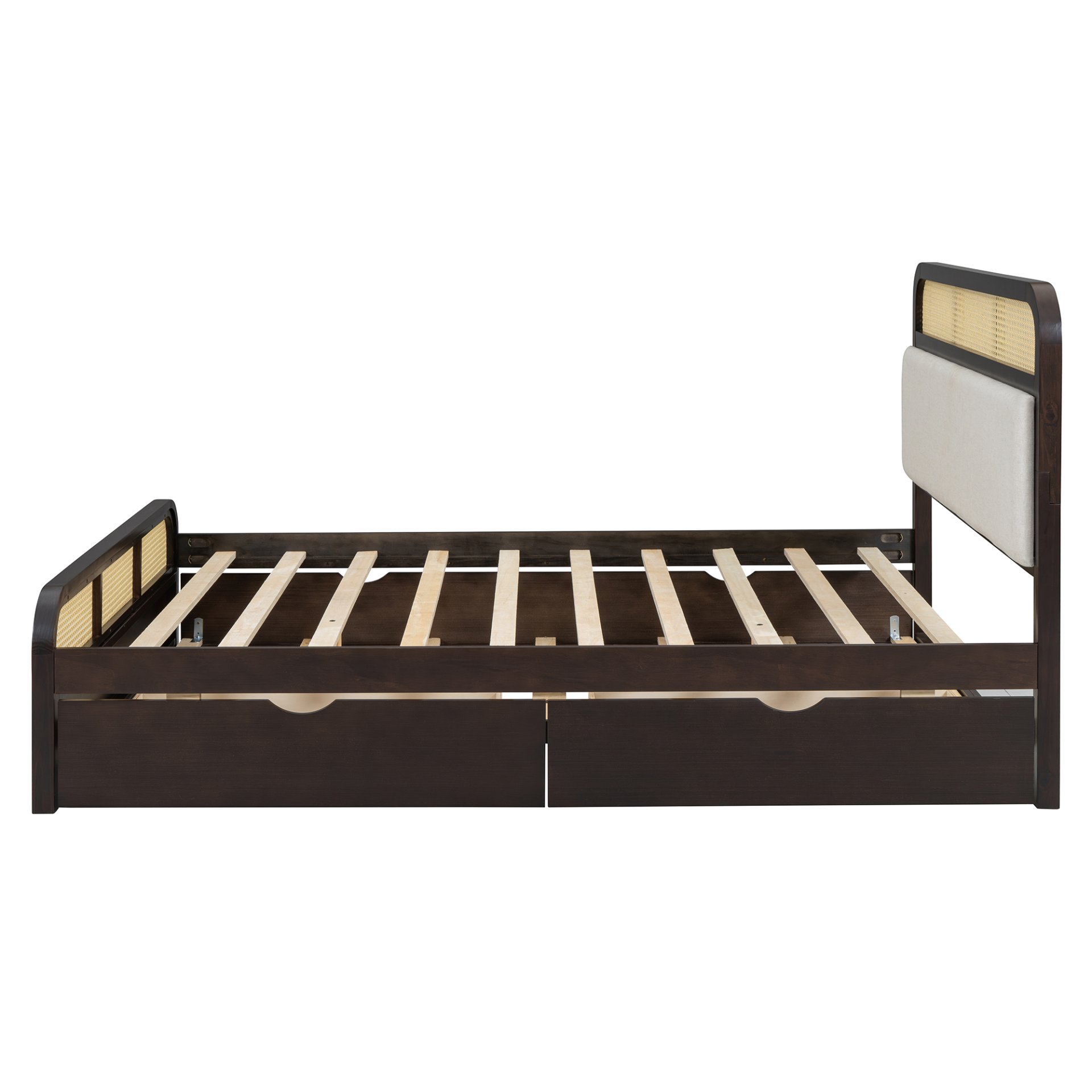 Queen Size Platform Bed With Trundle And 2 Drawers - Espresso - Image 13