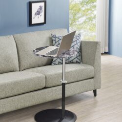 Orbit - End Table With Height Adjustable Marble Textured Top - Black