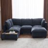 U - Shaped Sectional Sofa Modular Sofa Couch With A Movable Ottoman, A Coffee Table With Hidden Charging Devices For Living Room - Blue - Image 9
