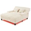 Chaise Bed Lounge Sofa Chair With Adjustable Backrest And LED Light Strip - Beige - Image 12