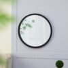 Circle Wall Mirror With Wooden Frame, Wall Mirror For Living Room - Black - Image 6
