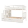 Full Over Full Bunk Bed With Shelves And 6 Storage Drawers - White - Image 3