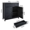 Kitchen Sideboard Buffet Cabinet, Farmhouse Storage Cabinet With Drawer And Adjustable Shelf, Barn Door Accent Cabinet For Kitchen, Dining Room, Entryway - Black - Image 3
