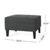 Classic Fabric Ottoman With Birch Wood Legs And High Quality Foam Padding - Dark Gray - Image 3