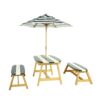 Naturally Playful Kids Picnic Table With Umbrella, Indoor / Outdoor Fun - Blue / White Stripes - Image 6