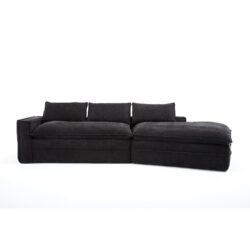 Modern Minimalist Modular Sectional Sofa With Deep Seats And Right Facing Chaise Upholstered Fabric - Black