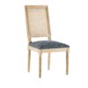 Elegant French Country Dining Chairs (Set of 6) With Cane Backrest & Upholstered Seats Solid Rubberwood Frame - Blue Gray - Image 14