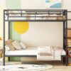 Full Over Full Bunk Bed With Lateral Storage Ladder And Wardrobe - Black - Image 12