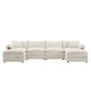 Modular Sectional With Deep And Wide Seat, U Shaped Cloud Couch Set With Double Cushions 6 Seat Sofa With Movable Ottomans Oversized - Cream - Image 3