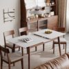 Round Corner Diagonal Leg Telescopic Table For 6 - 8 People To Meet Dining Table - White / Walnut - Image 6