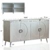 Modern Lacquered 4 Door Wooden Cabinet Sideboard Buffet Server Cabinet Storage Cabinet, For Living Room, Entryway, Hallway, Office, Kitchen And Dining Room - Champagne Silver - Image 12