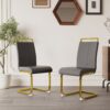 Dining Chairs (Set of 4), Side & Kitchen Chairs With Gold Frame, Padded Seat High Back, For Dining, Kitchen & Living Room - Dark Gray - Image 9