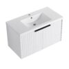 Contemporary Wall Mounted Bathroom Vanity With Resin Sink & Soft Close Doors - White - Image 13