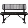 4' Outdoor Steel Bench With Backrest - Black - Image 2