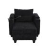 Convertible Chaise Lounge Sofa Chair Bed With USB Ports, Cup Holders & Storage - Black - Image 18