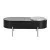 Lift Top Coffee Table With 360 Degree Marble Patterned Rotating Tray, Hidden Compartment, Partially Assembled Wooden Center Table, Modern Oval Lift Tabletop For Home Living Room - Black - Image 10