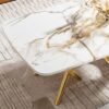 Elegant Stainless Steel Coffee Table With Marble Pattern For Living Room & Office - Gold - Image 9