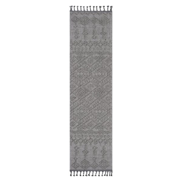 Guros - 2' X 8' Traditional Indoor / Outdoor Area Rug - Gray / White
