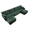 Modern Style 4 Seater Sofa Set With 2 Ottomans Frame - Premium Green - Image 15