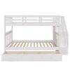 Full Over Full Stairway Bunk Bed With Drawer, Storage And Guard Rail For Bedroom - White - Image 2