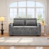 Pull Out Sofa Bed Modern Chenille Convertible Loveseat Sofa With Adjsutable Backrest, 2 Pillows, Cup Holders, USB Ports For Living Room, Apartment - Gray - Image 2