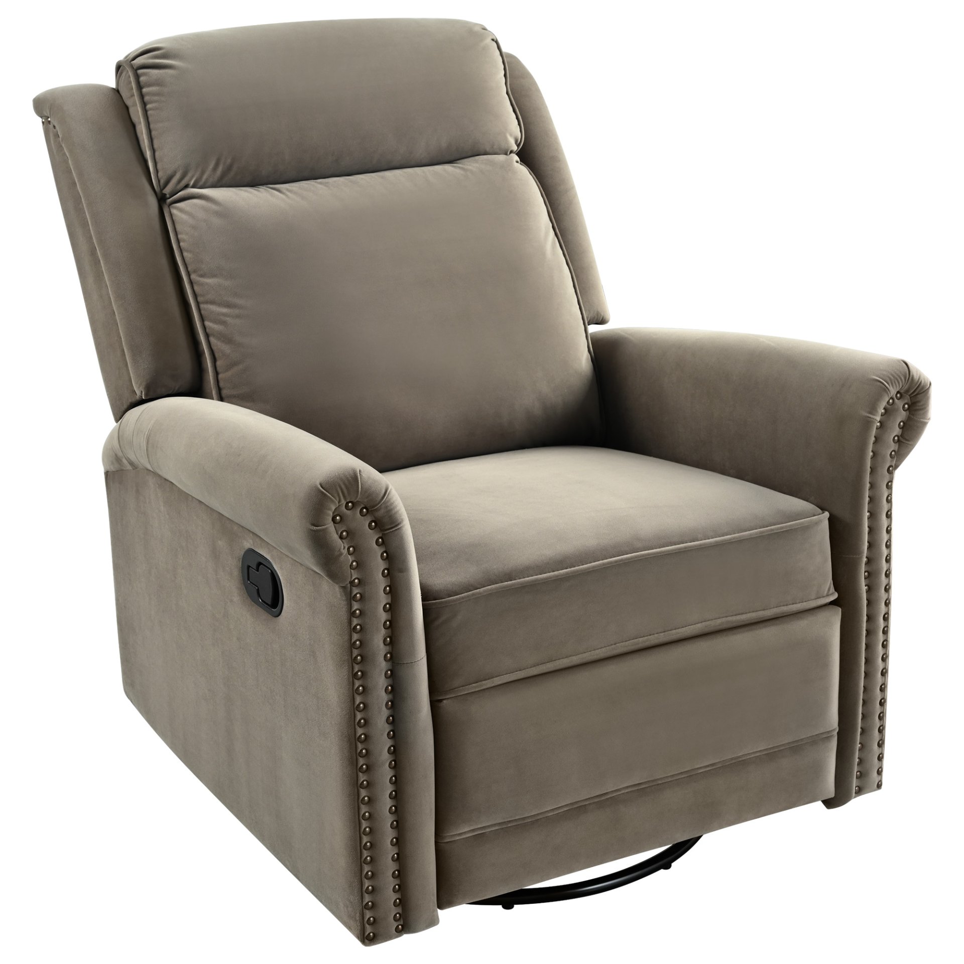 360 Degrees Swivel Recliner Manual Rocking With Adjustable Backrest For Living Room - Light Brown - Image 11