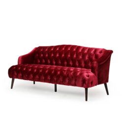 Comfy 3 Seat Sofa With Wooden Legs, For Living Room And Study - Wine Red