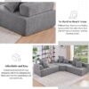 Oversized Modular L Shaped Sectional Sofa, Luxury Boucle Floor Couch Set, Convertible Sleeper Couch, Spacious Foam-Filled Sofa Bed, 3 Piece Free Combination - Gray - Image 8