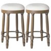 Barstools (Set of 2), 26" Counter Height, 360° Swivel, Swivel Barstool - Light Oak - Image 2