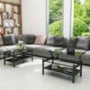 Glass Lift Top Coffee Table, Modern Simple 2-Layer Tempered Glass Coffee Table For Living Room - Black - Image 4