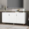 Modern TV Stand With 3 Doors And Adjustable Shelves For Living Room, Fits TVs Up To 70" - White - Image 2