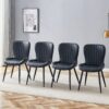 Minimalist Ergonomic Dining Chair (Set of 4) With Curved Cushions And Metal Frame - Black - Image 4