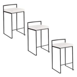 Fuji - Contemporary Stackable Counter Stool (Set of 3) - Black / White