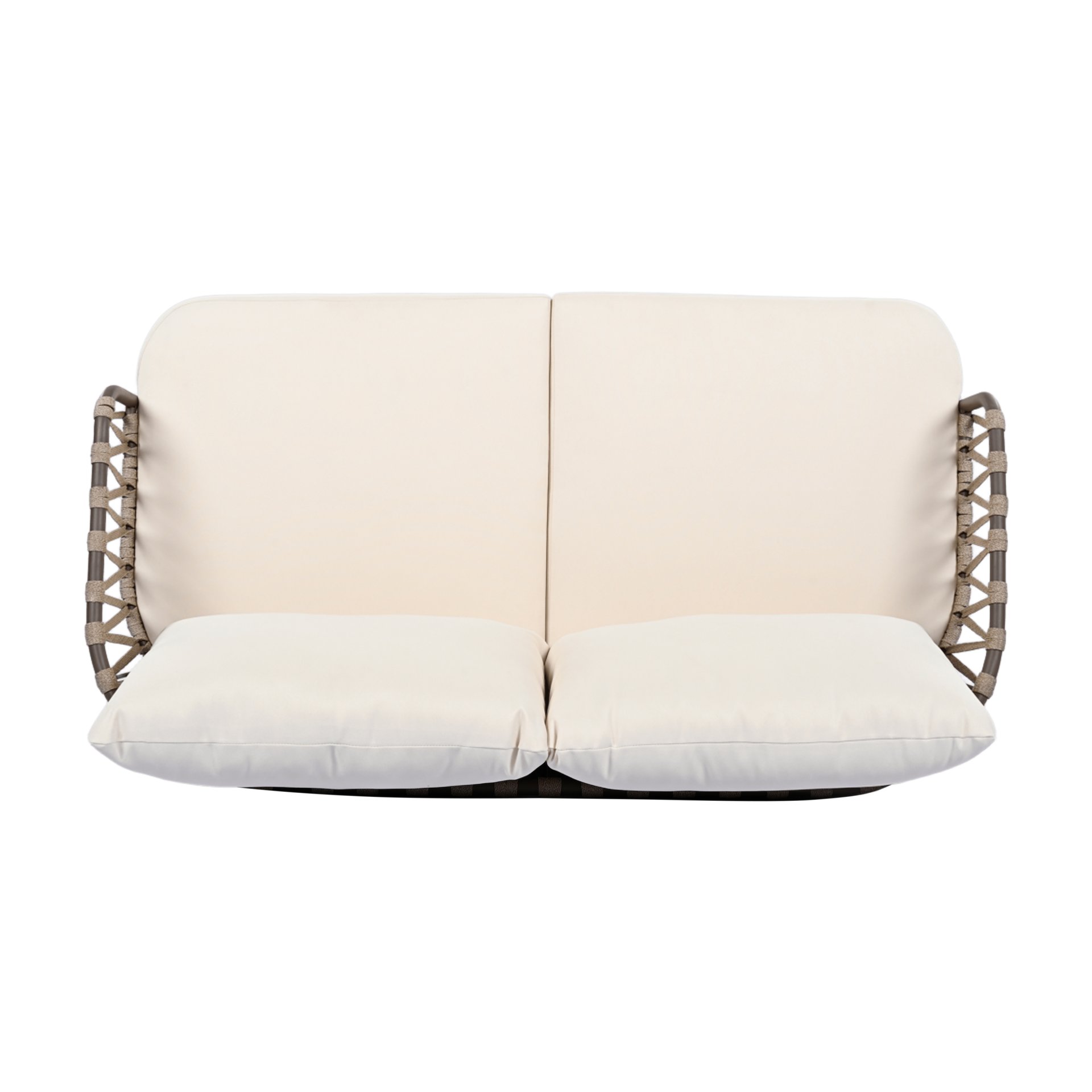 4 Piece Outdoor Patio Furniture Set, Metal Chairs With Woven Rope U Shaped Backrest, Outdoor Conversation Set With Thick Cushions And Coffee Table For Garden, Poolside, Balcony - Brown / Beige - Image 18