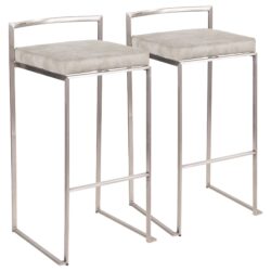 Fuji - Contemporary Stackable Barstool (Set of 2) - Light Gray