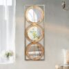 3 Mirror Piece Wall Mirror InRectangular Frame, Home Wall Decor For Bedroom Living Room - Brown - Image 7