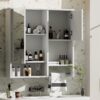 Modern Wall Mounted Bathroom Medicine Cabinet, Bathroom Wall Storage Cabinet With Mirror, Over The Toilet Space Saver Cabinet With Towels Bar - White - Image 21