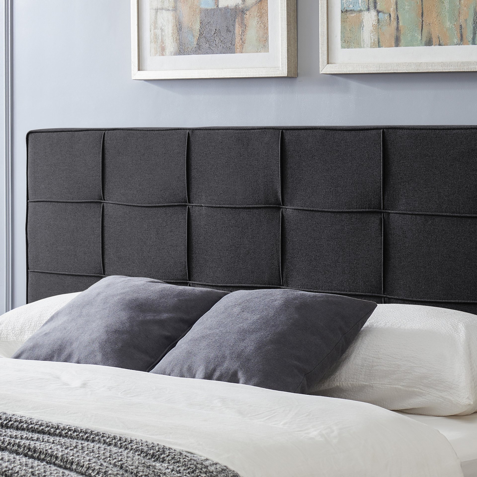 Marakesh - Contemporary Fabric Upholstered King / California King Headboard - Black - Image 4