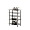 5 Tier Tempered Glass Side Table, Stainless Steel Frame End Table For Living Room, Bedroom - Black - Image 6