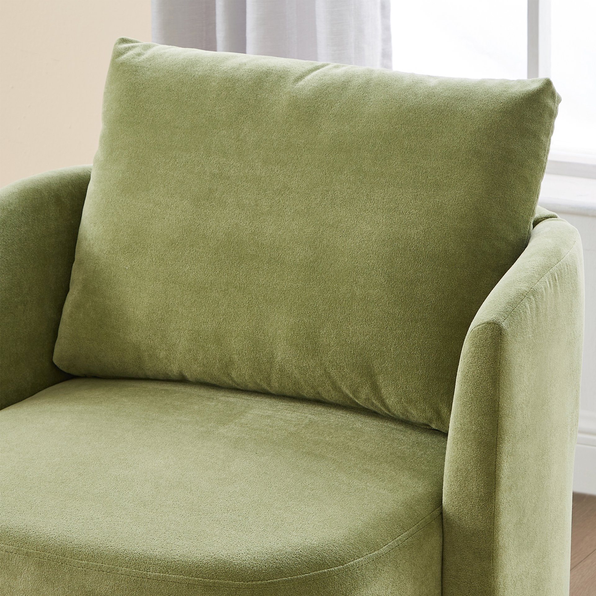 360° Swivel Chair, Accent Barrel Armchair, Upholstered With Curved Design - Green - Image 21