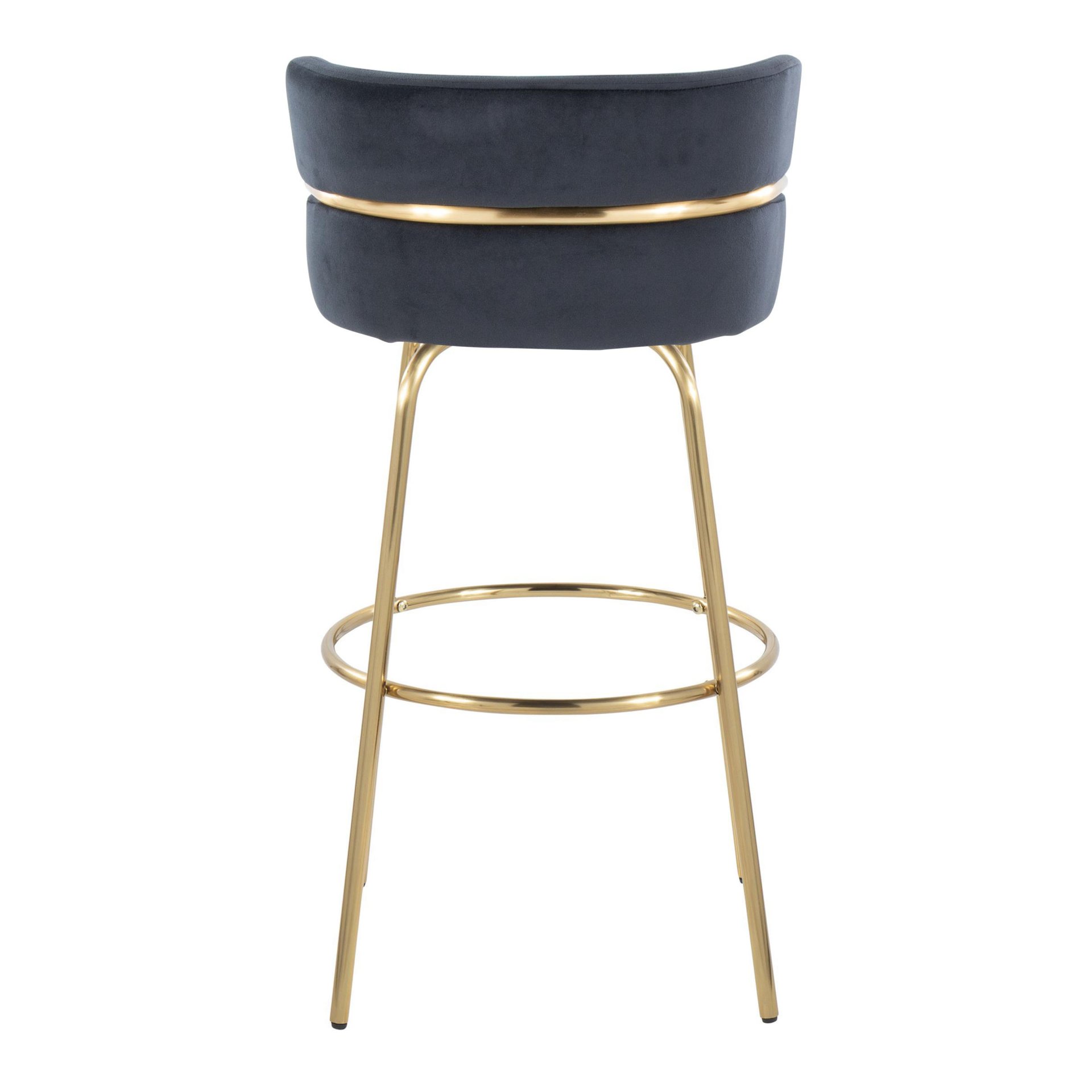 Cinch - Glam / Art Deco Fixed Height Barstool With Swivel With Round Footrest (Set of 2) - Gold / Black - Image 5
