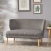 Classic Upholstered Loveseat With Curved Backrest - Gray - Image 4