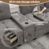 Sectional With Acrylic Table Top U Shaped Couch Set With 2 Consoles USB Charger, Storage Drawers And Pockets Movable Ottoman Tufted Sofa - Gray - Image 21