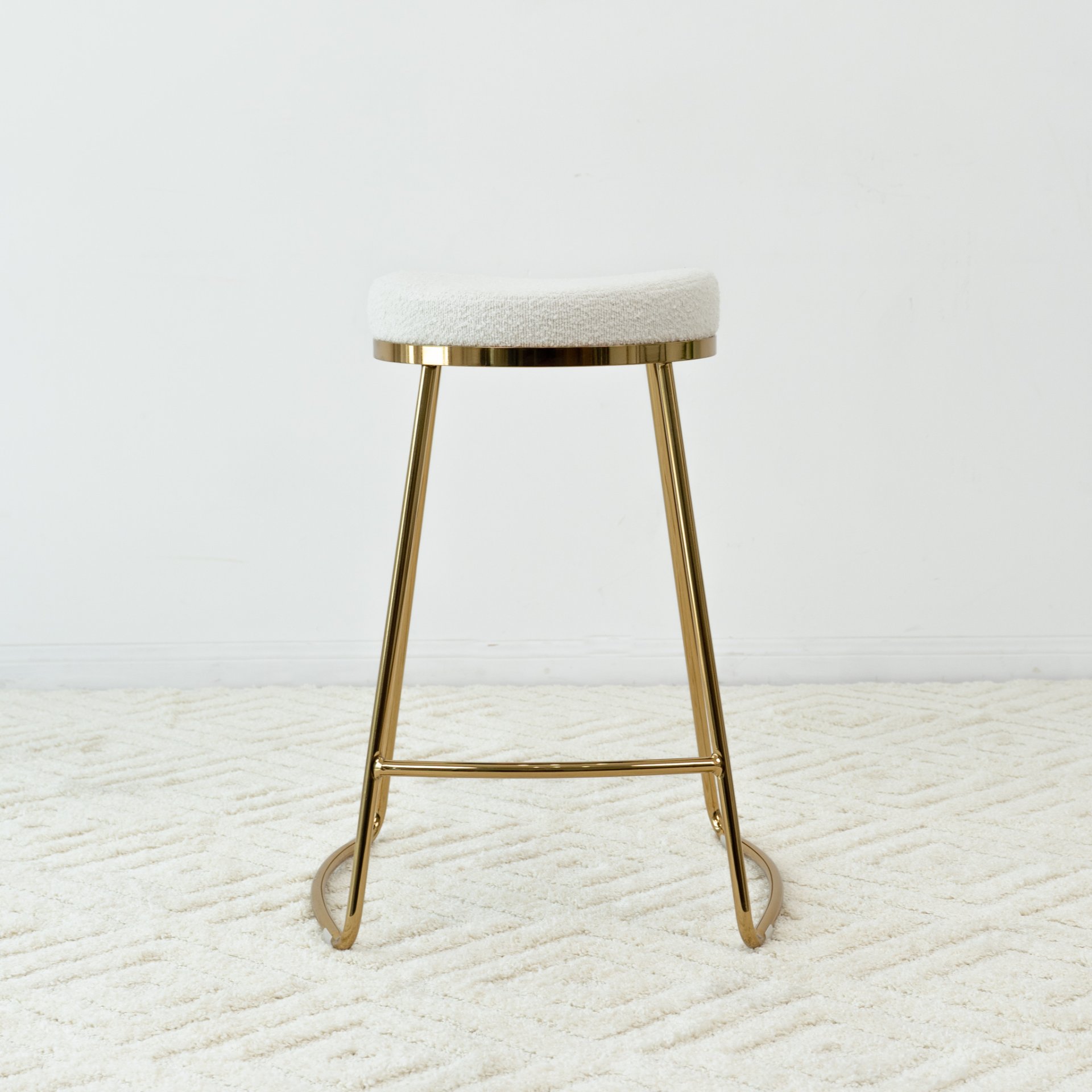Jane - Mid-Century Modern Luxury Upholstered Stool - White - Image 3