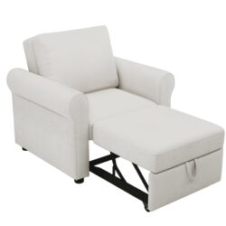 Modern Convertible 3 In 1 Sofa Bed Chair With Adjustable Backrest - Cream