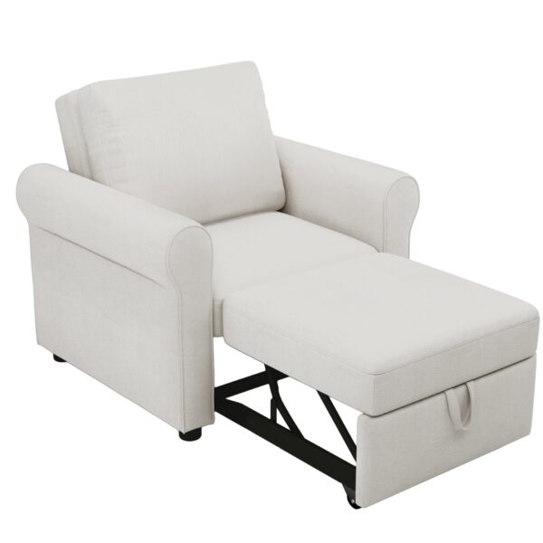 Modern Convertible 3 In 1 Sofa Bed Chair With Adjustable Backrest - Cream