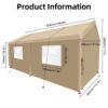 Carport, 10x20 Heavy Duty Portable Carport Garage Tent For Outdoor Storage Shelter - Khaki - Image 3